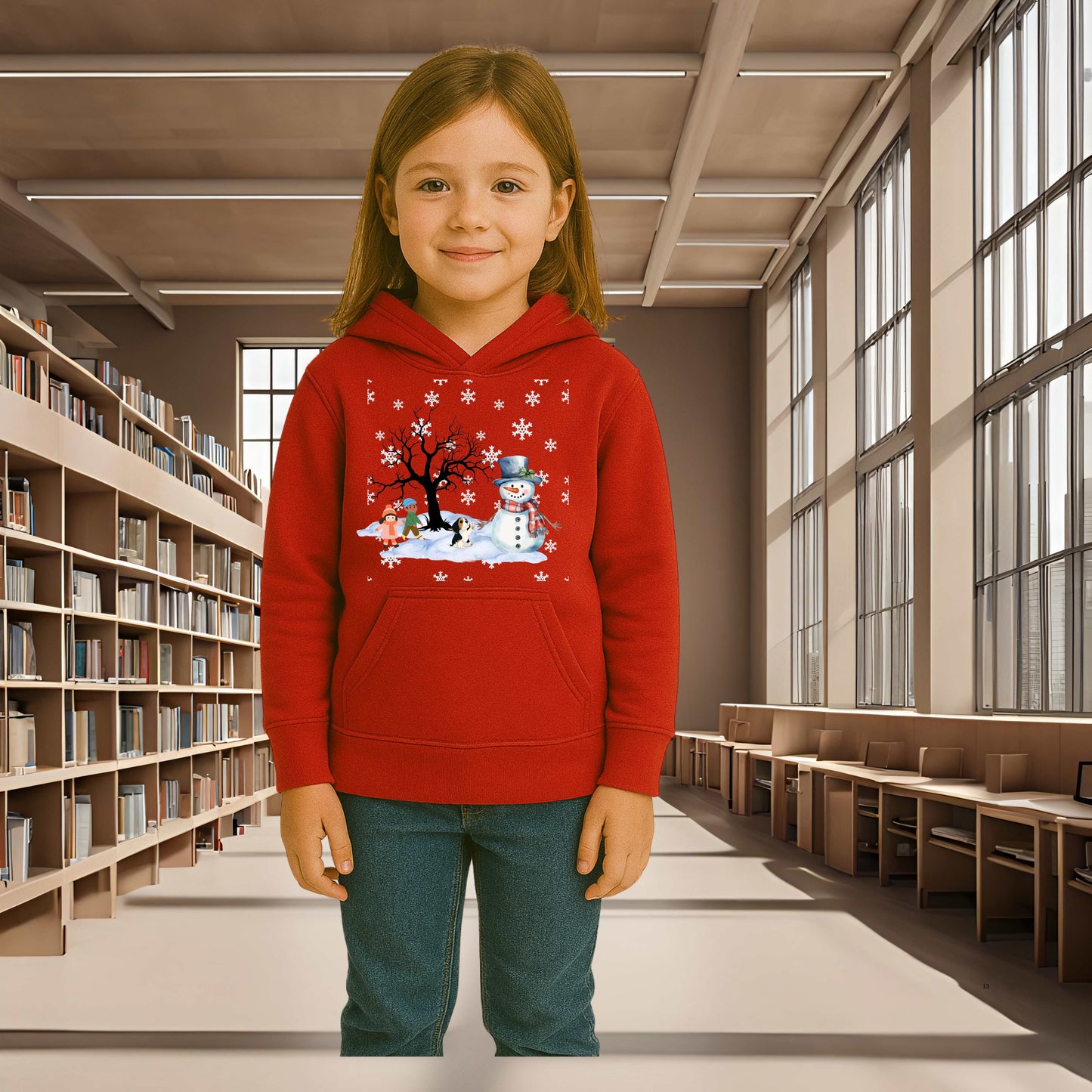 frosty, kids, dog and snow   Youth Pullover Hoodie